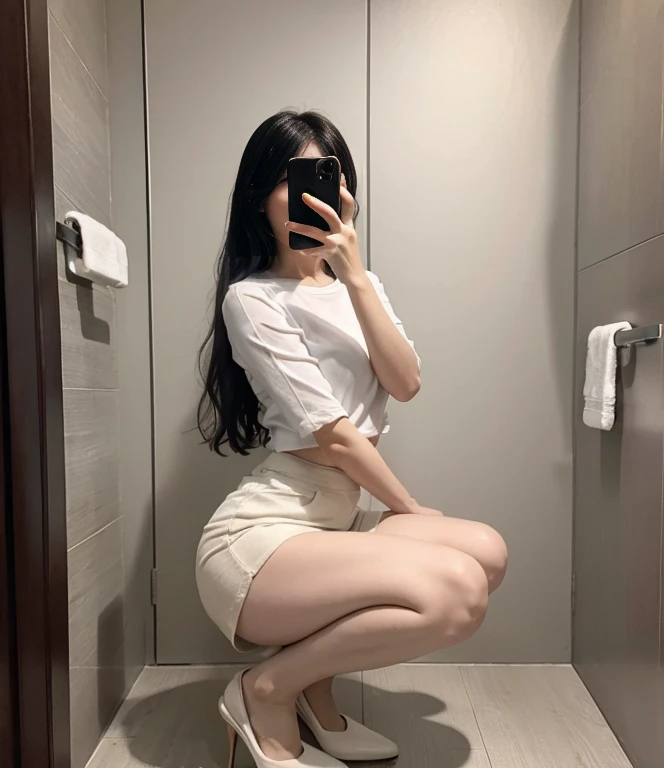 A woman takes a selfie while sitting on the floor, Photos of slim girls, Anime girl squatting, She is about 20 years old, She is about 20 years old, Low quality video, Smooth white tights set, 1 8 Yes, She is about , Ghost Festival