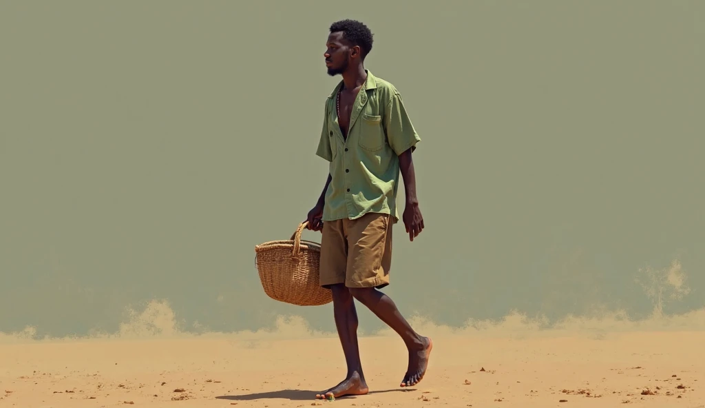 Black man in thriving community, fartura, plantas produzindo diversos aimentos, alta qualidade, 4k, highes definition, paisagem com cores em marrom e preto