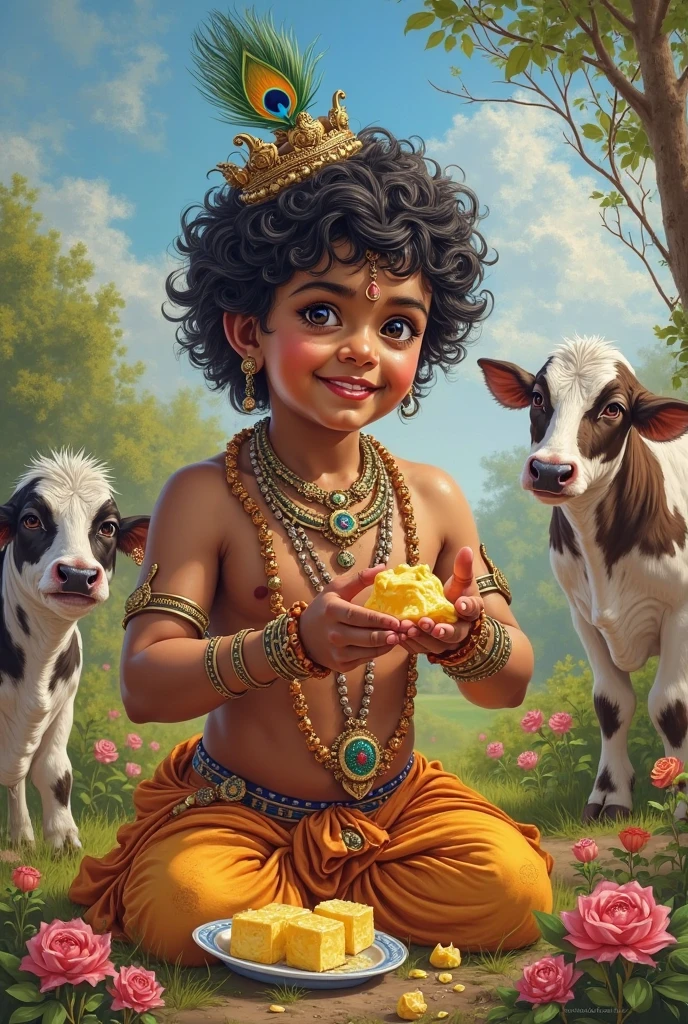 Shri krishna eating makhan