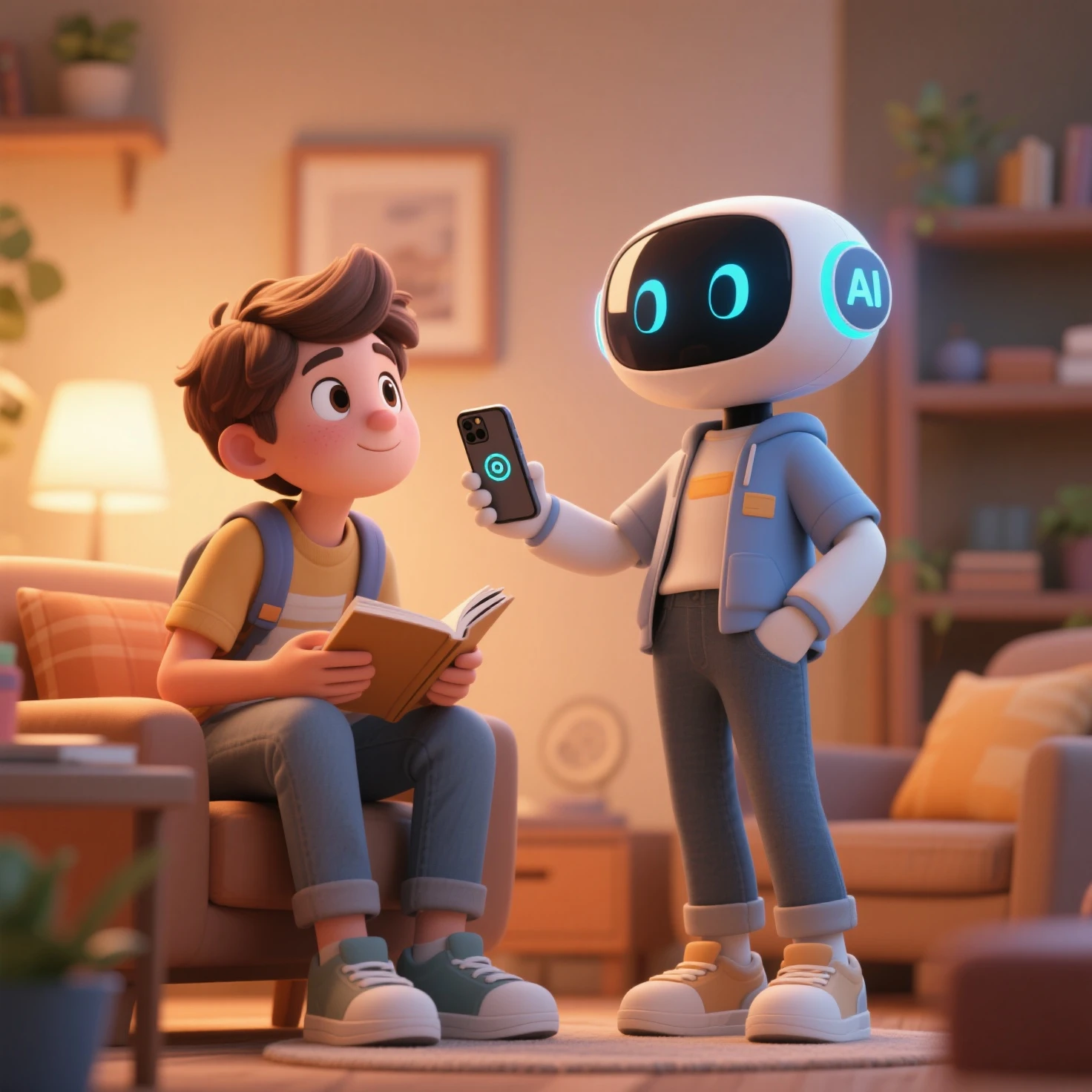 Man home ai 3d image cartoon type realistic image