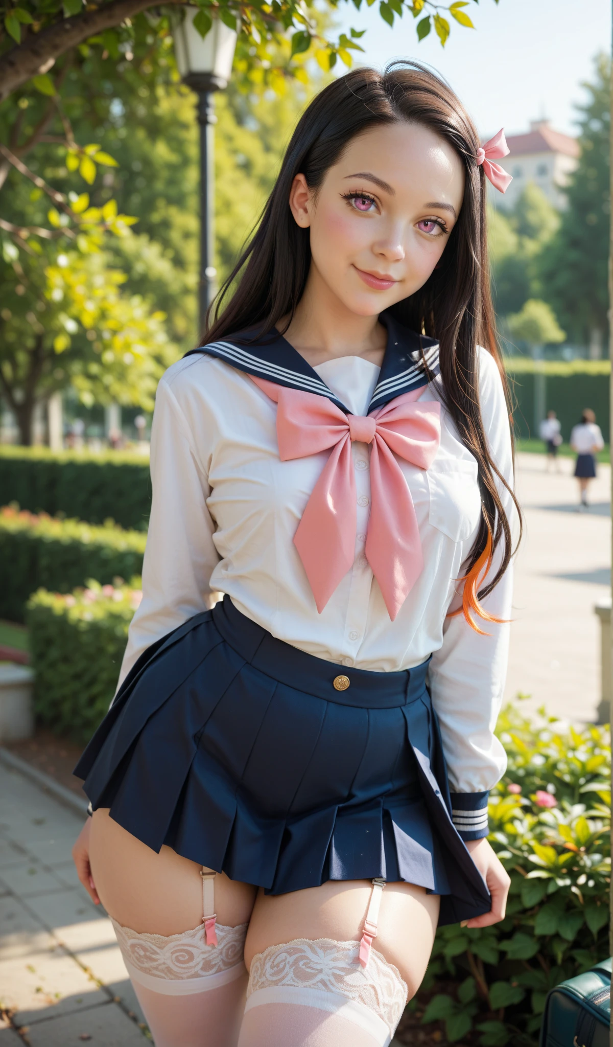 Glasses, Sailor uniform, Slightly busty, Very small, Sitting