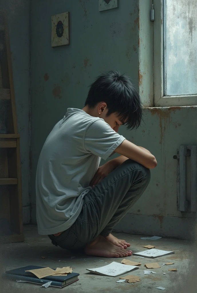 A DEPRESSED BOY AND ALONE 
