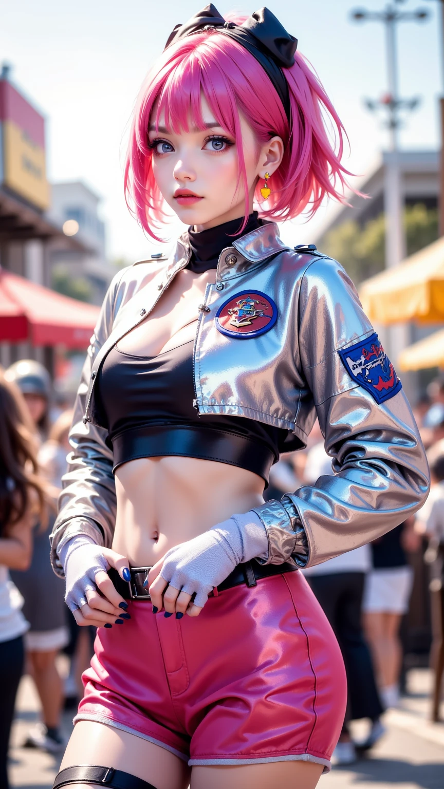 girl spacepunk,(((1个Giant Breast Girl))),((beuaty girl,With cute pink hair)), (Large breasts:1.4),A sagging breast,((with pink hair,Pink messy hair,Colored inner hair,Long hair:1.5,Short unkempt hair:1.35,pink short hair,Ear breathing,complex haircut,((Long hair tied up)))),(((Pink_The eye:1.3))),complex eyes,美丽细致的The eye,symetrical eyes,((fat)),(((Glow skin:1.5,Brightens skin: 1.5,The skin is tanned,Glossy glossy skin,The skin is very radiant,shining body,plastic glitter skin,Exaggerated glowing skin,Glowing skin,Wet legs))),(spider lower abdomen,Willow waist,Wide hips,Sporty body,inflatable legs,Detailed body,(详细的脸)), cute big breasts,Debauchery,Tempting,pornographic,(((NSFW))), Absolute opportunity,Clothing that exposes,show skin,((underbust:1.5)),(Chopping),(Half-naked,The clothes are little),((Miniature tong:1.3)),(Visible thong straps:1.3),((panty straps)),(((Micro futuristic white spandex suit,longer sleeves, short zip suit, Open the zipper slightly))),((Over-the-knee heavy boots, White boots)),((Micro Superhero Set,military patch)),(((white clothes, white apparel, wetclothes,complex clothing,Complex clothes))), (dynamicposes:1.0),focused only,Embarrassing,(at centre,Scale to fit the dimensions,the rule of thirds), Seaside cyberpunk city at night, There are bright neon lights and dark stormy clouds, scenecy:1.25,during night, star night, kosmos,Pitch black night,Neon lights are particularly eye-catching, very bright neon light,during night, star night, kosmos, artsy photography,(Photos taken by sldr),A high resolution, Focus sharp,(ultra - detailed, The is very detailed), (realistic artwork:1.37),(extremely detaild的 CG unified 8k wallpapers),((Synthetic wave background theme)),(((vivd colour))),iintricate,(intricate background),(tmasterpiece),(Best quality at best),Perfectly rendered face,Perfect facial details,Realistic face,photograph realistic,analogue style,((Complicated details)),(((hentail realism))),