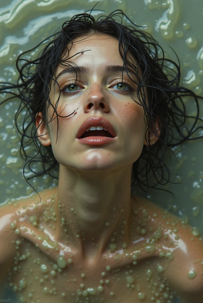 photography of a 20yo woman, perfect face, masterpiece, ((best quality)), ((masterpiece)), (detailed), perfect face messy sweaty naked beautiful girl hair face drenched in cum laying down face completely splattered in cum skinny body beautiful eyes every inch of her face and hair completely drenched in cum legs spread