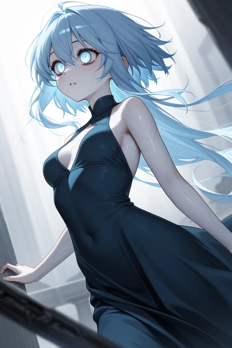 Gothic,Ice blue extra-long hair,Tsundere