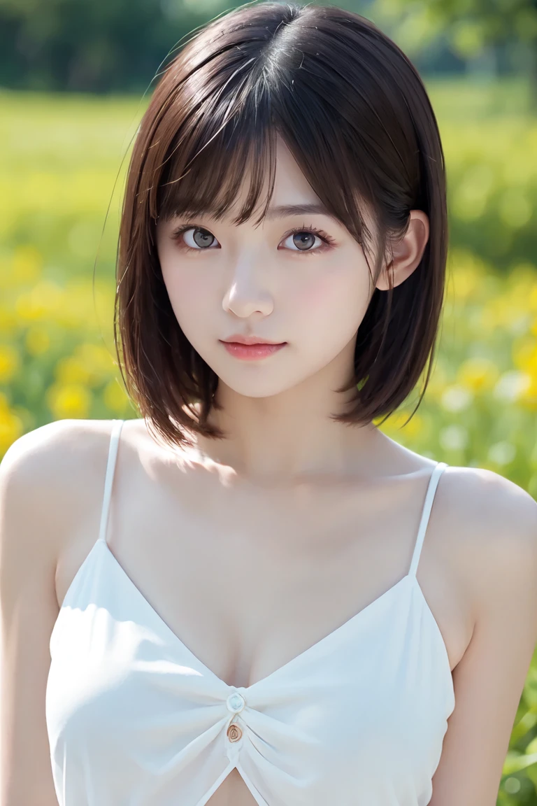 ((Exposing breasts 1.6))),(((Exposing breasts 1.6))),(((Exposing breasts 1.6))),masterpiece, Highest quality, 8k, Absurd, Beautiful medium long bob hair,Woman in her late 20s, That shy expression is cute, (Sensual Style),((Seven episodes were filmed................1.4)), (Nude 1.5), No makeup, The near road and the far road, Written boundary depth, Surreal, High resolution, photograph, Sharp focus, Face lamp, Dynamic Lighting, highest detailed, ,Extreme detaileds、Super detaileded、detailed、Real Skin、elegant features、Positive and optimistic、(The background is a colorful flower field)