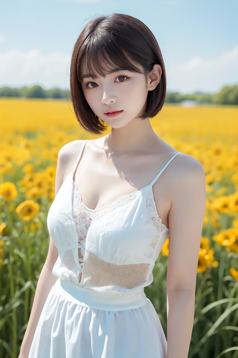 (((Exposing breasts 1.6))),(((Exposing breasts 1.6))),(((Exposing breasts 1.6))),masterpiece, Highest quality, 8k, Absurd, Beautiful medium long bob hair,Woman in her late 20s, That shy expression is cute, (Sensual Style),((Seven episodes were filmed.........1.4)), (Completely naked 1.5), No makeup, The near road and the far road, Written boundary depth, Surreal, High resolution, photograph, Sharp focus, Face lamp, Dynamic Lighting, highest detailed, ,Extreme detaileds、Super detaileded、detailed、Real Skin、elegant features、Positive and optimistic、(The background is a colorful flower field)
