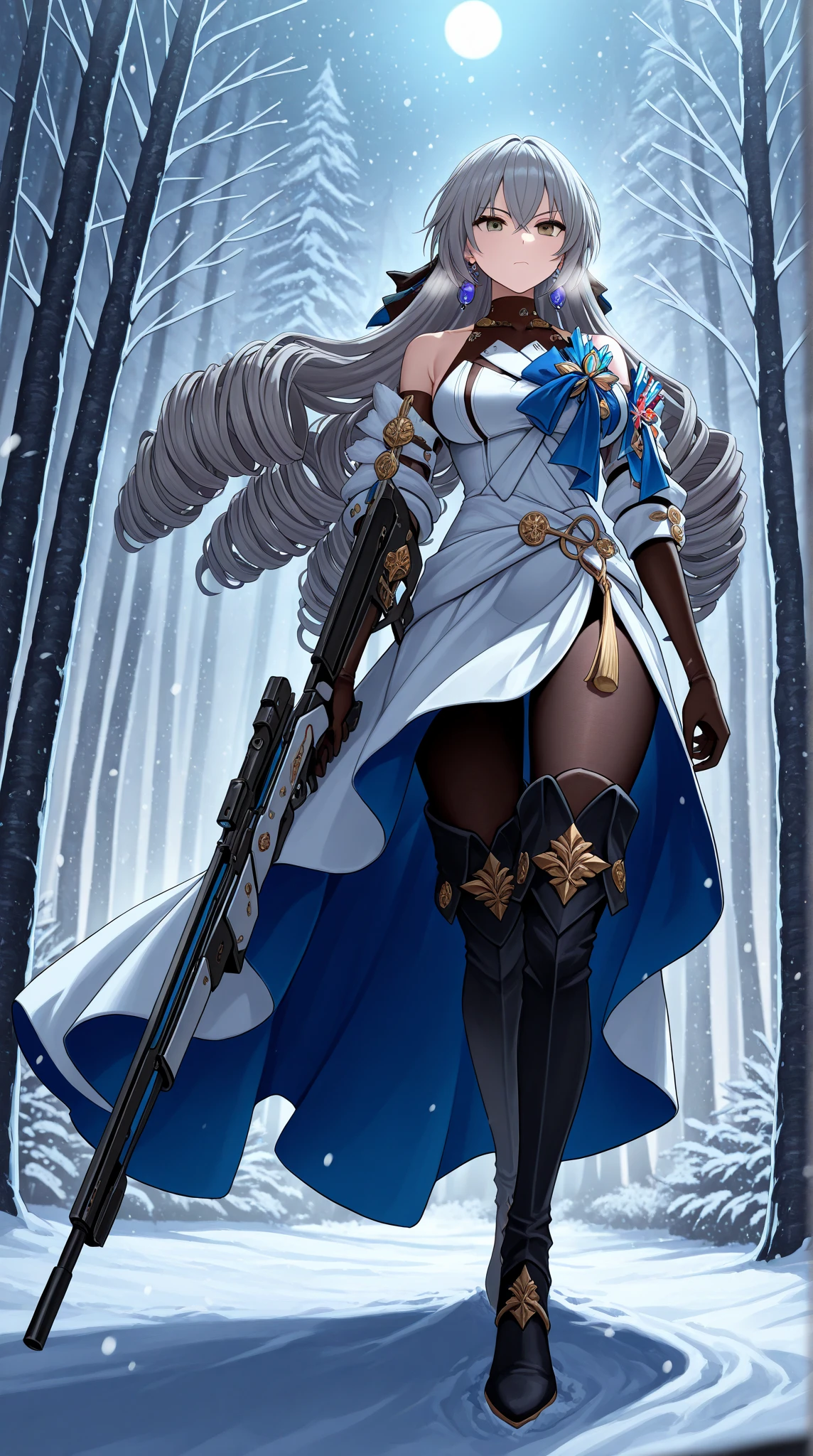 One person、Slender lizard man、masterpiece、Highest quality、Black body、There are scars on the body、Sharp Eye、Light blue lace underwear、Lace fabric bra、Knee-high socks、garter belt、Long, thin tail、Hooded camouflage coat、rifle、In the skyscraper、Accentuate the crotch