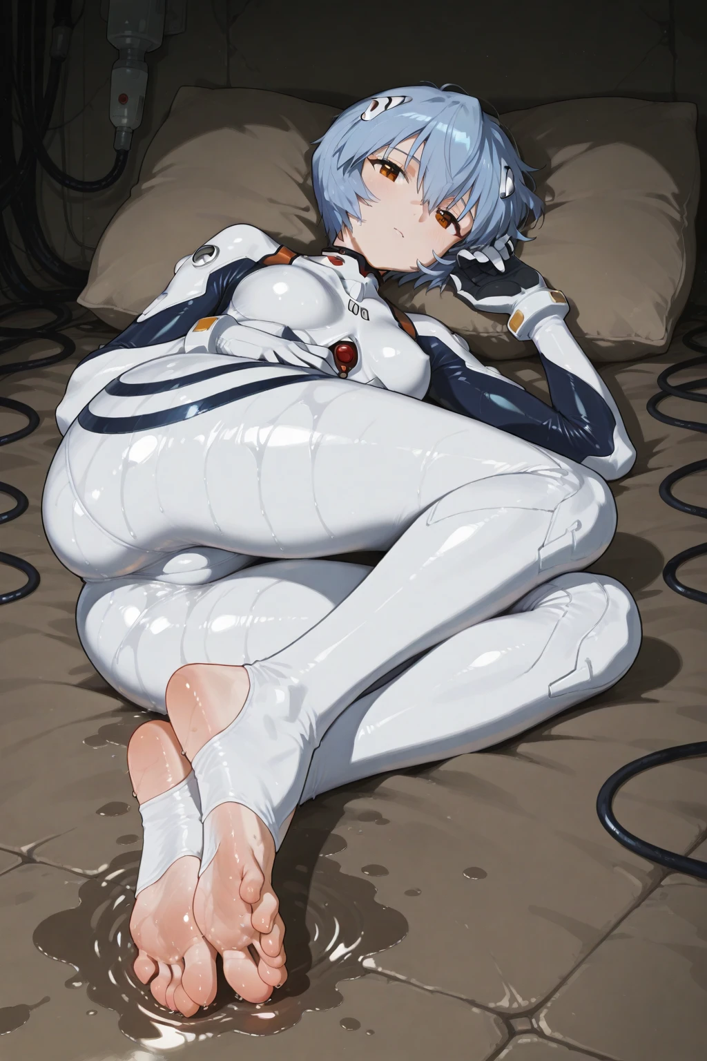 1 Beautiful Girl, Rei Ayanami, Bluish short hair, Red eyes, (White plug suit:1.4), (Ultra-thin fabric leotard　Plugsuit-type leotard:1.7), The costume sticks to the skin, (blush), masterpiece, highest quality, High resolution, (With a 30-year-old mafia man, penis:1.4), Perfect limbs, (Mating press:1.2), sexual intercourse, ((((penis enters vagina)))), behind, (Beautiful crotch), Spread your legs, Beautiful vagina depiction, ((Binding, Rotate your arms behind your back:1.4)), ((Restrained by rope)), A beautiful girl has sexual intercourse with a man