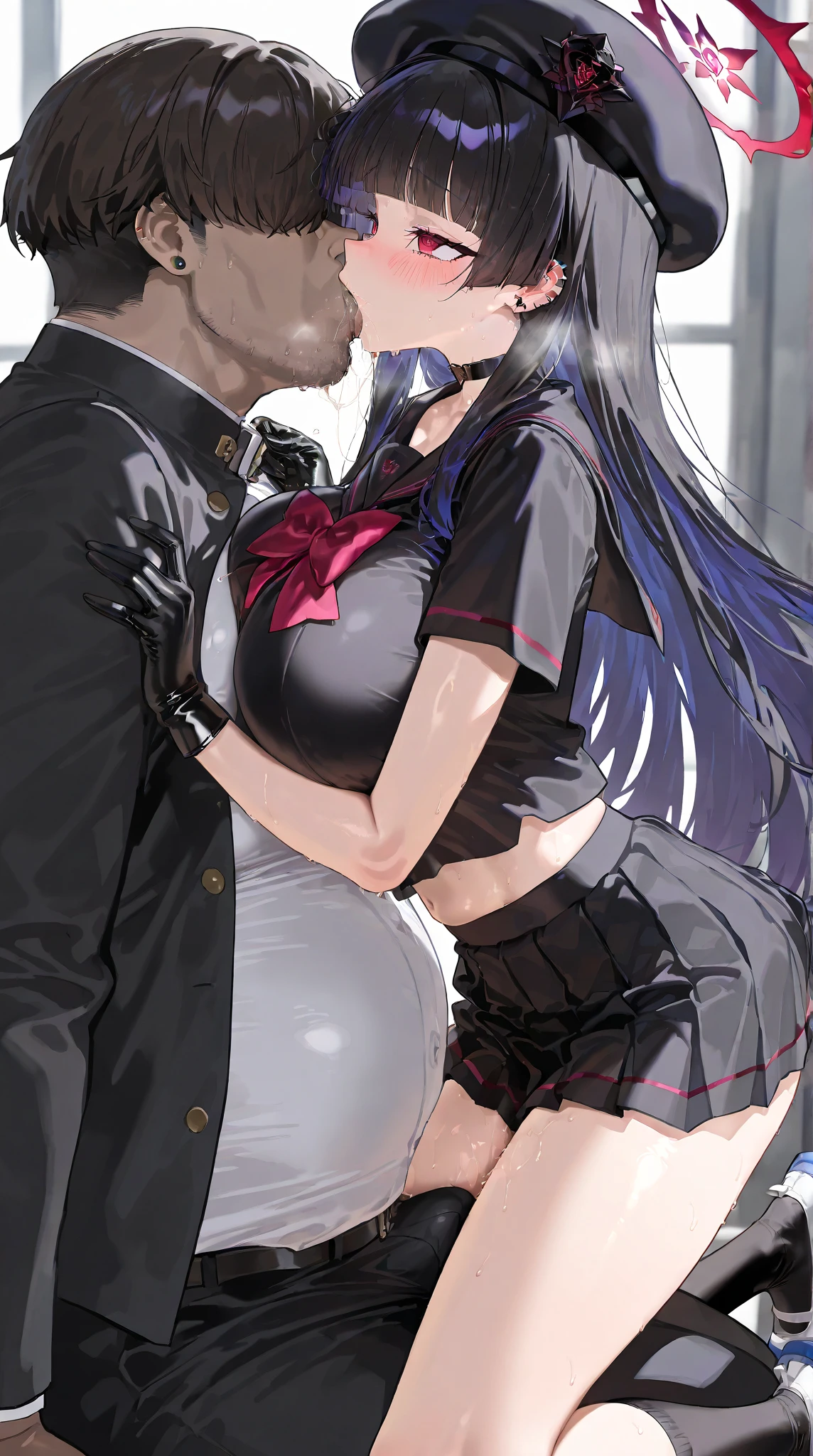 score_9, score_8_up, score_7_up, score_6_up, flat color, ikuchan, source_anime, BREAK, nterracial, sex, BLACKED, faceless male, faceless, faceless female, size difference, indoors, boa hancock, side view, faceless male, large male, Size difference