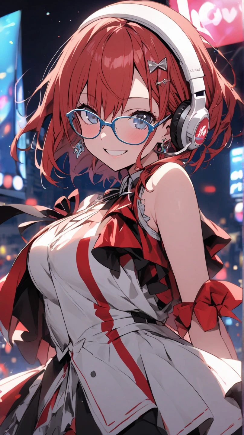 (Masterpiece Digital Artwork:1.3) of (Masterpiece:1.3),(Sad:1.3) A photo of a girl, <lora:purah-nvwls-v3-final_2:0.8> red glasses, breasts, purah,CGSociety,ArtStation,(Purple hue:1.3), shiny, shiny hair, shiny skin, shiny clothes