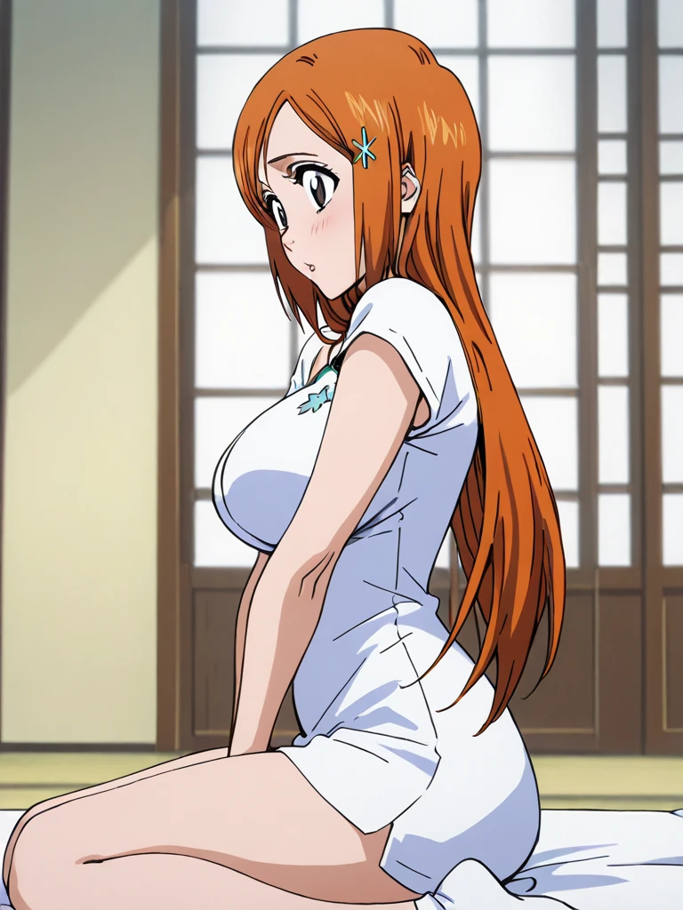 Orihime Inoue, Orihime Inoue, Long Hair, Orange Hair,
Black Skirt, See-through White panties Big Breasts smile Bulging nipples 自分の左手で胸を揉む
break looking at viewer, Full body sitting with legs wide open Long legs, barefoot 裸の肩
break indoors, classroom,
break (masterpiece:1.2), Highest quality, High resolution, unity 8k wallpaper, (shape:0.8), (Beautiful attention to detail:1.6), Highly detailed face, Perfect lighting, Extremely detailed CG, (Perfect hands, Perfect Anatomy), Wet crotch Water dripping