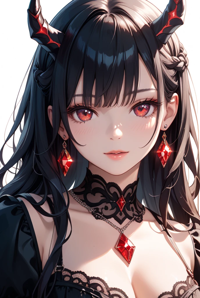(Original Character、Unity 16K Wallpaper, masutepiece, Best Quality, Ultra-detailed, Extremely detailed、(((Black long hair)))、Detailed, beautiful and detailed dark eyes)、超A high resolution, Fine skin、(((12 years old)))、(((rose embroidery bra)))、(((large full breasts)))、cleavage、(((From the top of the head to the stomach)))