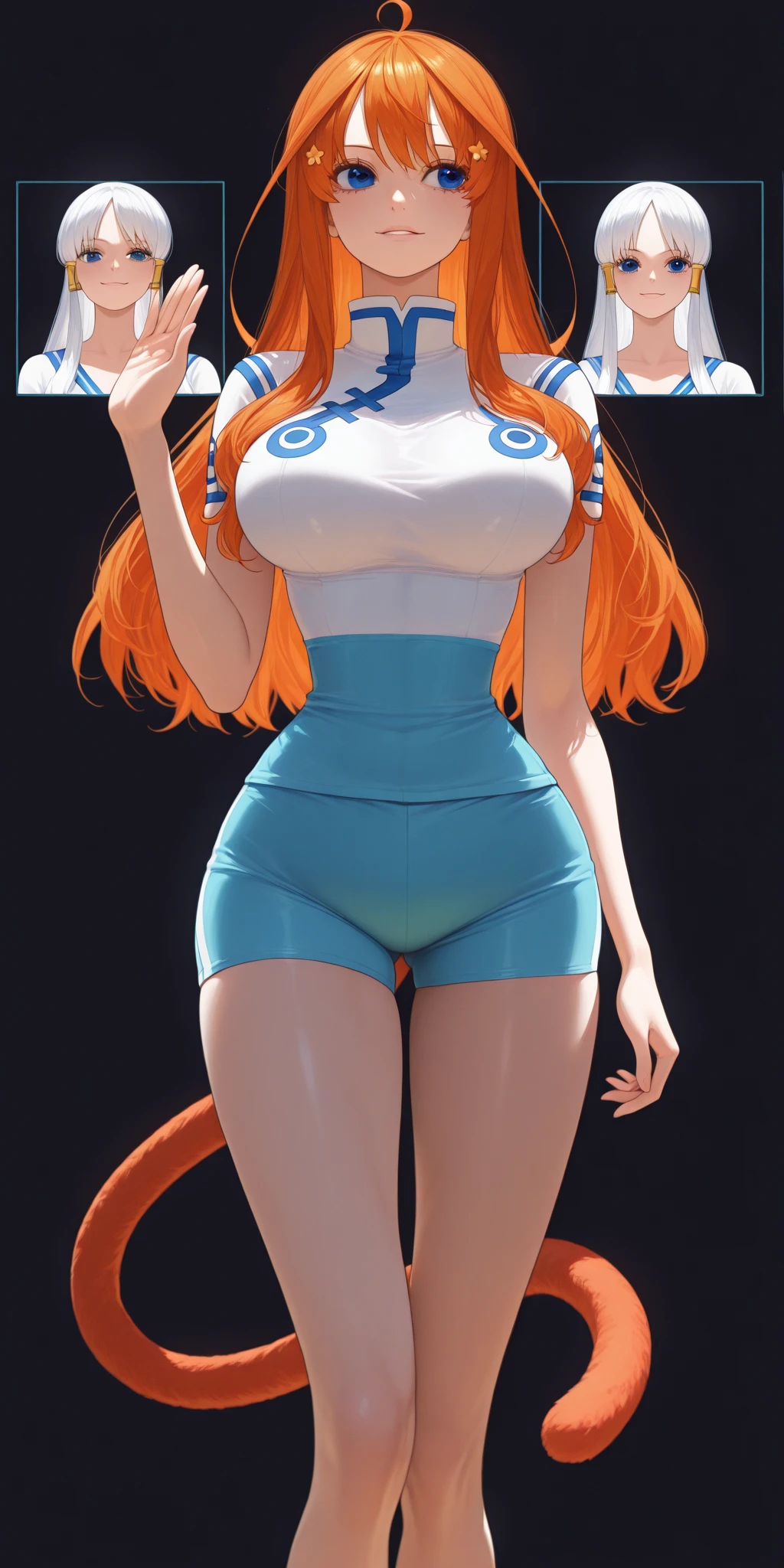 by lambda, 1 girl,
Transcend /(umamusume)/, simple background, straight on, full body, looking at viewer, standing, blush, sweat, shiny skin, playboy bunny, beautiful color, detailed, amazing quality, nsfw