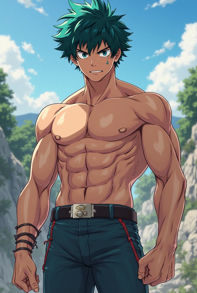 ((arte estilo anime)), (the highest image quality), (detailed strokes), Looking at the Viewer, facing the viewer , showing the whole body, , He is a 17 year old teenager, very white skin, He has slightly disheveled ginger hair , light green eyes, , muscular body , anime art style Fairy Tail , sexy face, showing off his muscular body, he is only wearing black pants, just wearing Calvin klein boxer shorts, shirtless, is shirtless showing his abdominal muscles and his swollen chest , big bulge , 8k, high quality, masterpiece, , cinematic, vivid colors, shining green eyes