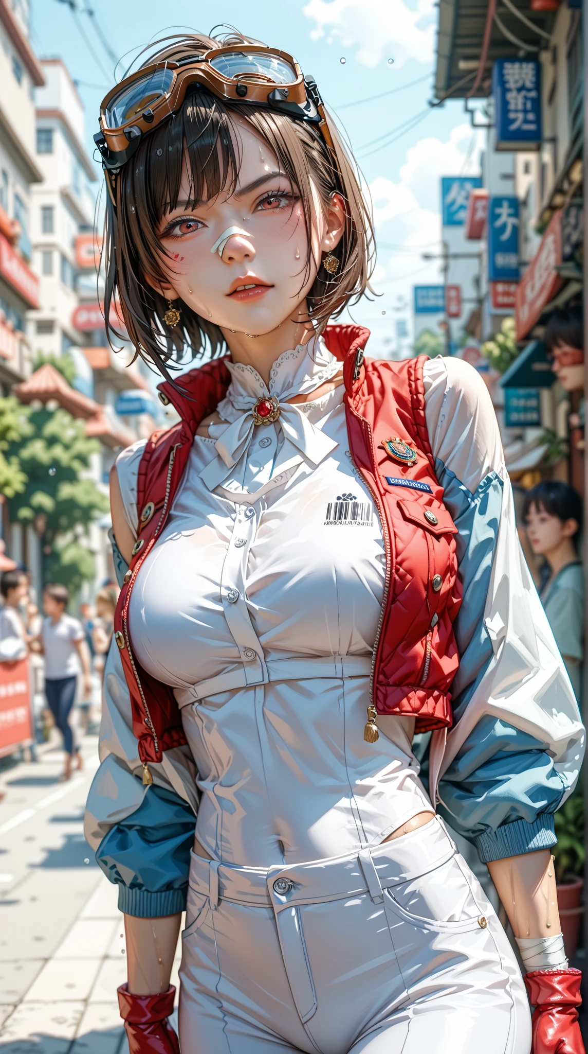 infp young woman, Beautiful breasts, Front opening shirt, Pop, cutting edge, lo fashion, The center of attention, newyork, pop-art,