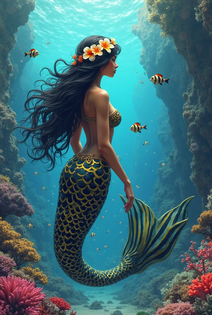 sereia with long hair and fish in the ocean, beautiful sereia, sereia, portrait of sereia, ariana grande as a sereia, sereias and fish, linda arte digitalwork, portrait of sereia queen, a sereia in the sea, little sereia, sereia body, beautiful linda arte digital, sereias, sereia tail, Karol atrás de uhd, linda arte digital, linda arte digital