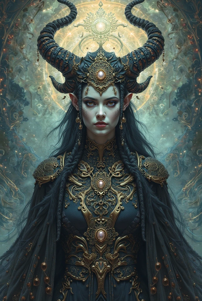 Satanic sexy Balinese goddess, in luridly lit temple, Asian Indonesian features, angry, scary, horror vibe, smoke, very detailedHigh Resolution, Looking at viewer, Tongue Out, Fang, Horns, Depth Of Field, Backlighting, fumetto style, frazetta