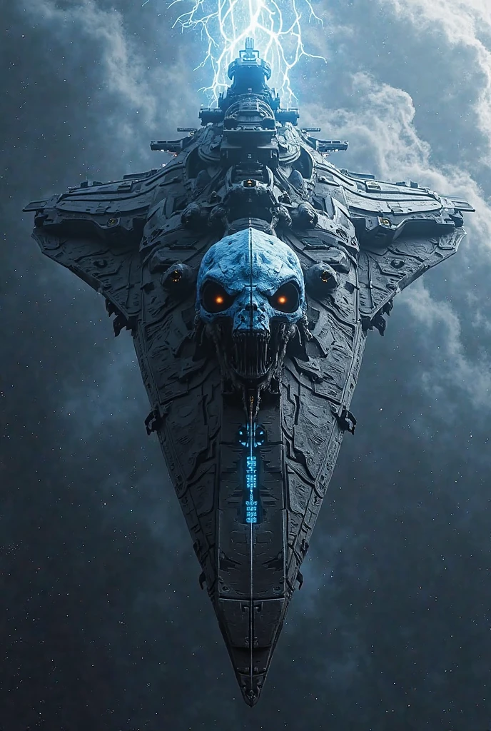 <lora:sp4c3sh1p:0.8> skull shape sp4c3sh1p spaceship, flying, black background