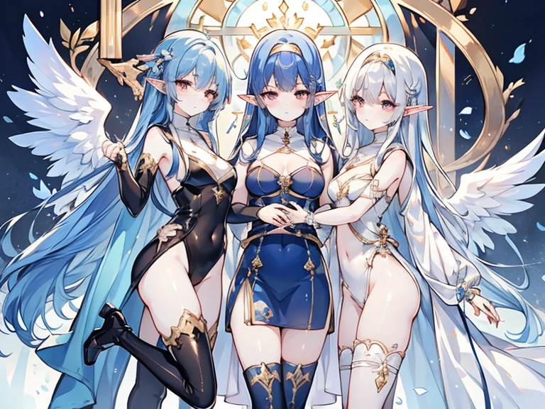 Fundo como uma folha extremamente antiga, desgastada e amarelada. At the bottom, elves facing in a prayer pose. Na parte superior toda a verdade do universo, com uma enorme variedade de cores.