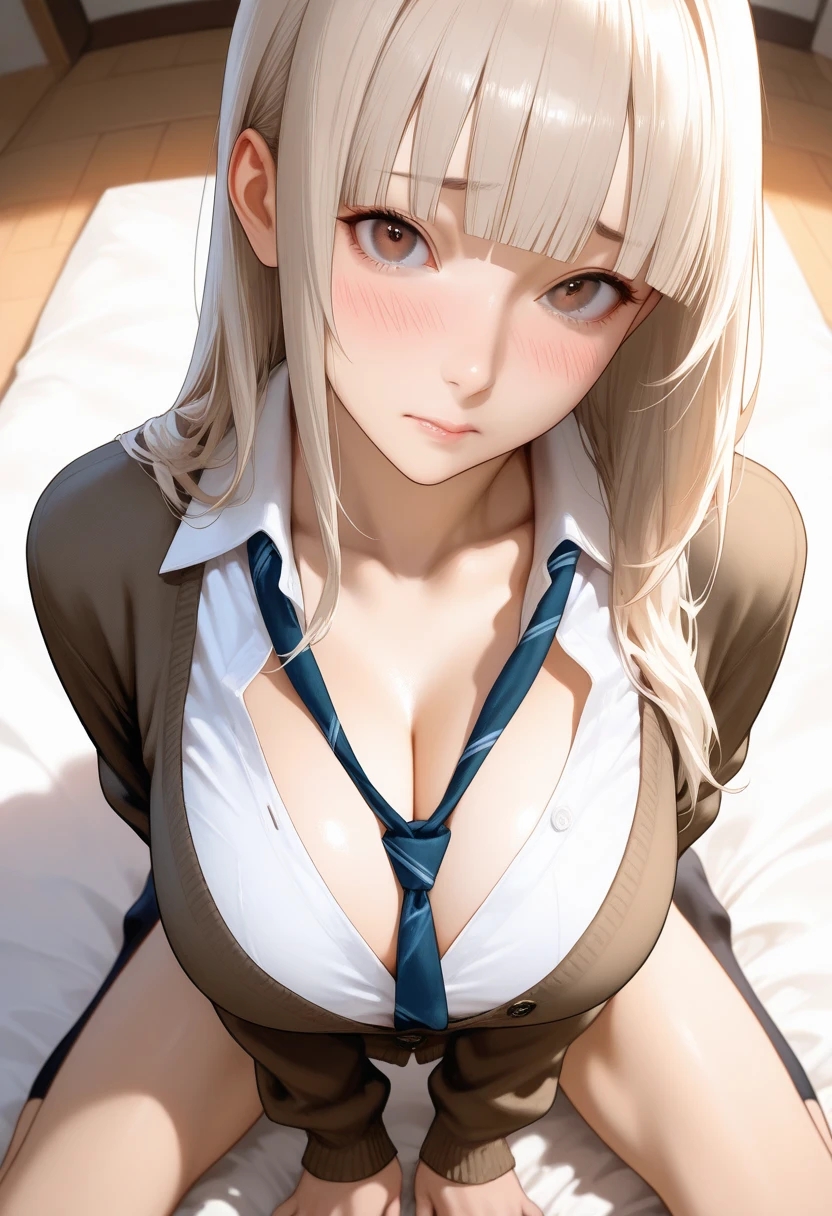 1girl in, POV, 1boy, between breasts, , Sweat, cleavage, , , Room, full of sweat, Large breasts, motion line, motion-blur, Warm summer, white shirt, Grinning、Precise features and delicate expressions,huge breasts are wet,Very beautiful woman,、((trembling))、(Slim and thick ),Toned body、Composition of the whole body、Perfect human body、(((Oil,gleaming skin、realistic skin textures、Detailed beautiful skin、Shiny skin、shiny white skin)))、Boy's room、Study guidance by a private tutor、reward、darkened room、Studying、holding a red pen、Write in a note