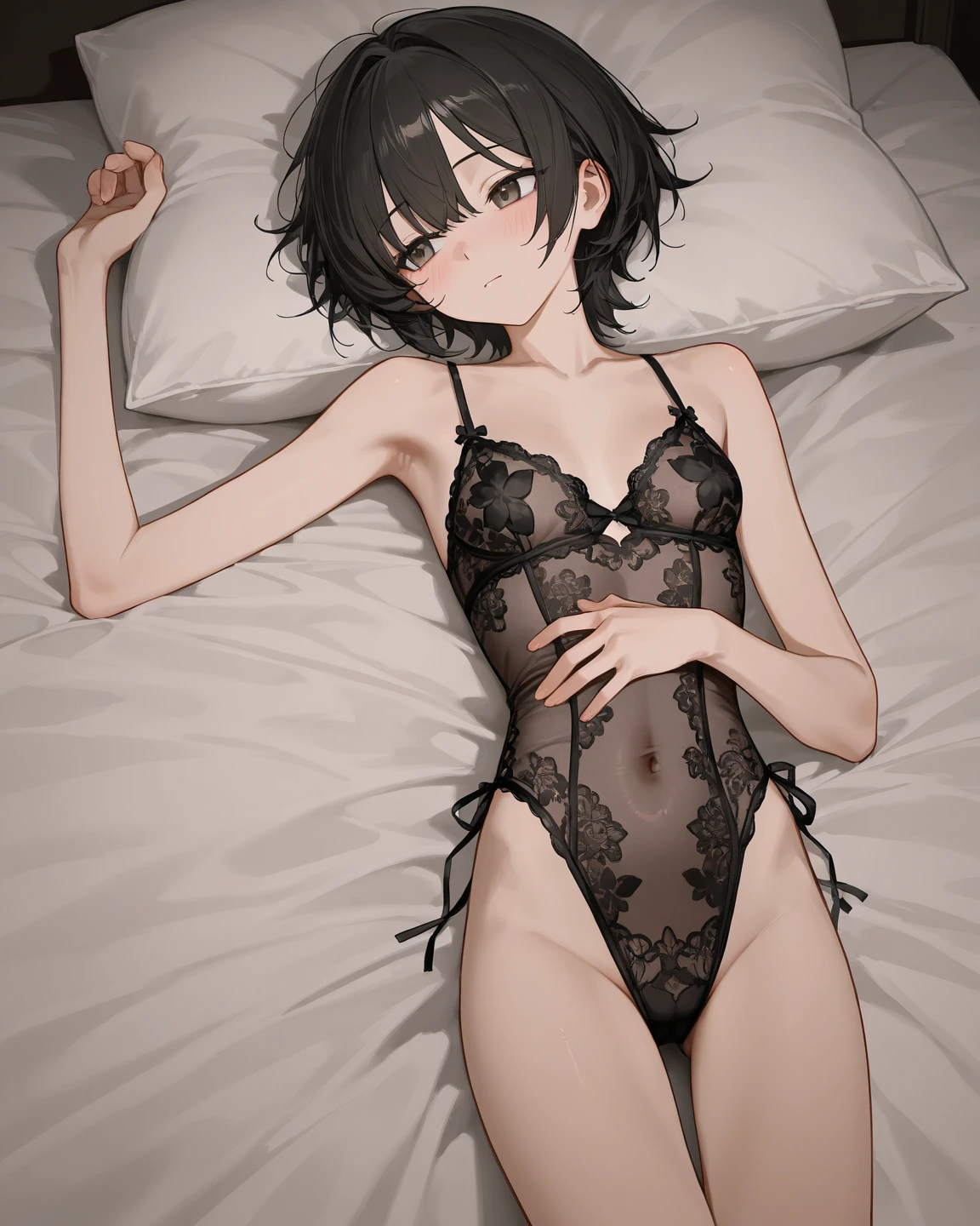 4K,high resolution,masterpiece,male性一人,black hair,22 years old,thin chest,black bunny boy,shy,Looking down diagonally,embarrassing,blush,NFSW,R-18,exposed,side,buttocks, foot, fishnet stockings (tights)The skin is transparent,background/Luxurious bar,dim,moody,gay,homo,portrait,(((male)))short hair,maleの体格