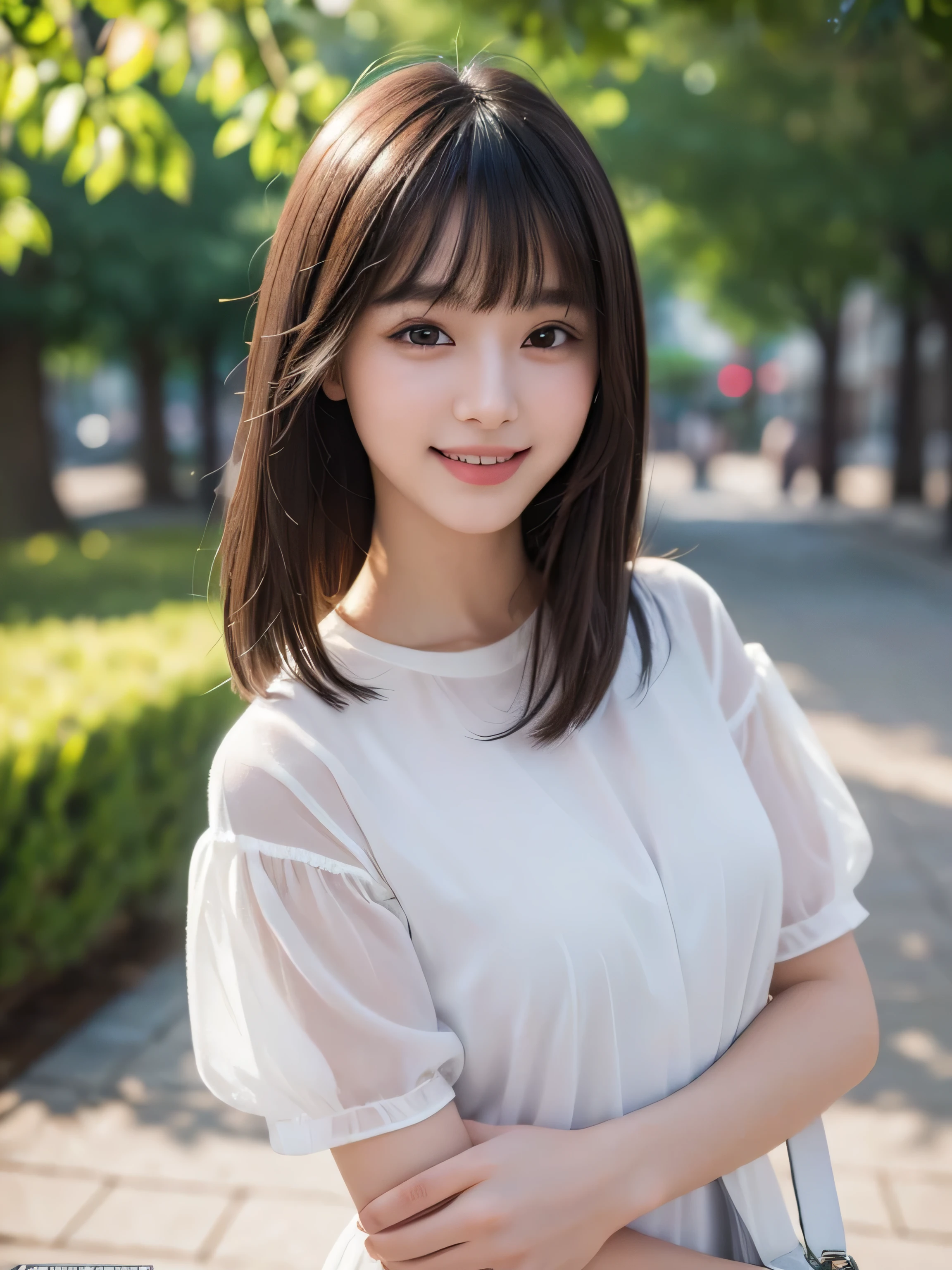 (highest quality、Tabletop、8k、Best image quality、Award-winning works)、Cute school girl、alone、Perfect beautiful composition、(Uniform shirt with full chest opening:1.3)、(unbutton one button'shirt、Small naked breasts fully exposed:1.5)、(Small, flat chest:1.2)、Slender body、(A shy smile looks at me:1.1)、(Strongly blurred park background:1.1)、Natural Makeup、Ultra-high definition beauty face、Ultra HD Hair、Ultra-high definition sparkling eyes、(Pure white skin shining in ultra-high resolution:1.1)、Ultra-high quality glossy lips、Accurate anatomy、Ultra HD Hair、(Very bright:1.1)Perfect Face