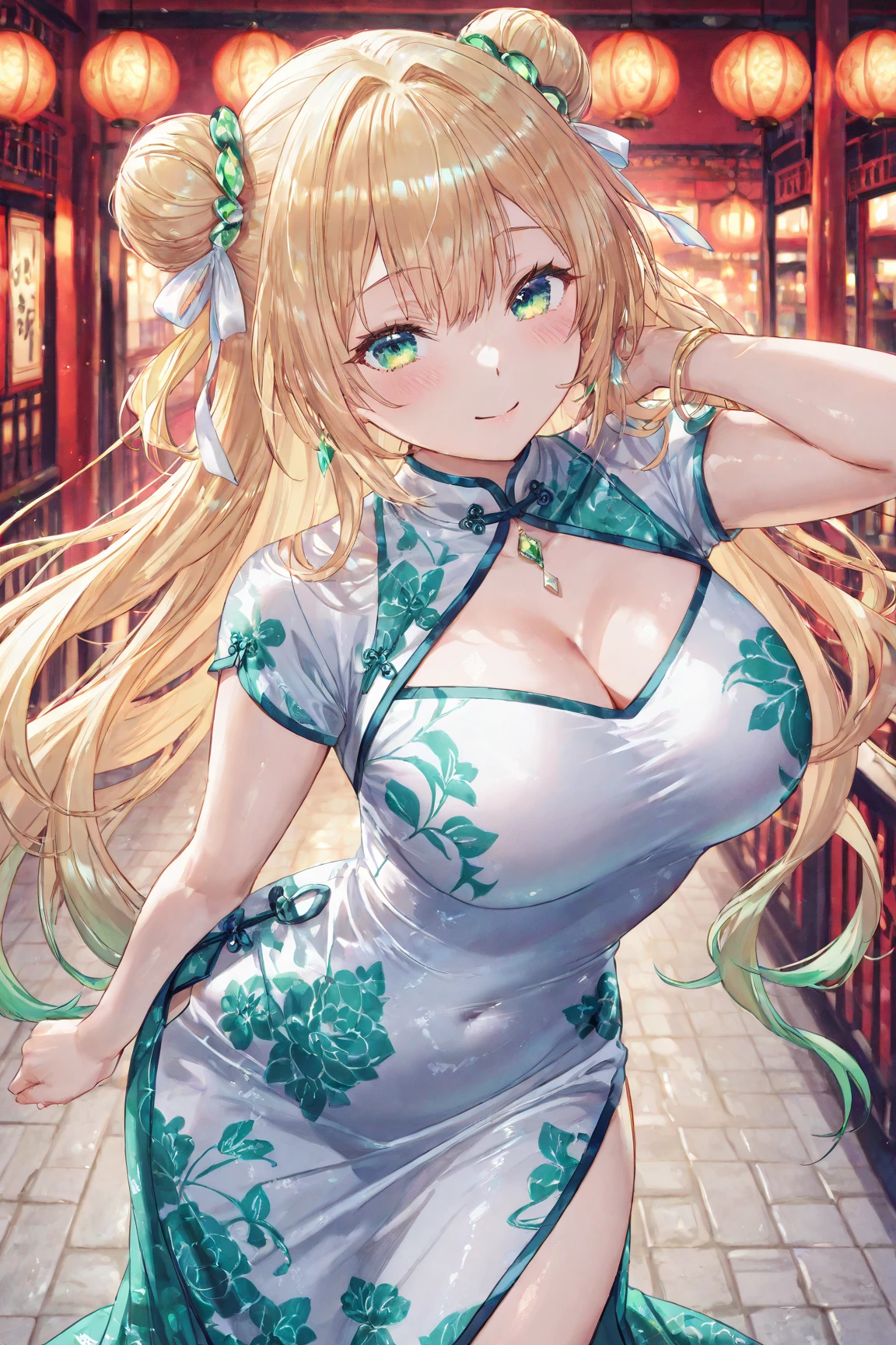 anime girl with big breast and big breasts posing for the camera, small curvy loli, Lori, shikamimi, loli in dress, anime moe art style, cellshading!!!, shy looking down, Chic, konosuba anime style, cute anime catgirl, holding a pudica pose, the anime girl is crouching