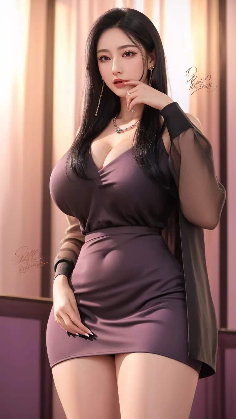 (masterpiece), (extremely intricate:1.3), (realistic), freckles, pale skin, (wavy dark purple hair with bangs and a fringe:1.2), (elf ears:1.1), portrait of a girl, short and curvy body type, thick, (enormous breasts:1.4), thick thighs, the most beautiful in the world, (black dress with white floral pattern:1.3), (tights:1.1), long lashes, light makeup, lipgloss, detailed textures, earrings, natural beauty, in an elegant restaurant, standing by the bar, sultry, professional photograph of a stunning woman detailed, looking past the camera, alluring stare, detailed eyes, sharp focus, dramatic, award winning, cinematic lighting, octane render unreal engine, volumetrics dtx, (film grain, blurry background, blurry foreground, bokeh, depth of field, motion blur:1.3)