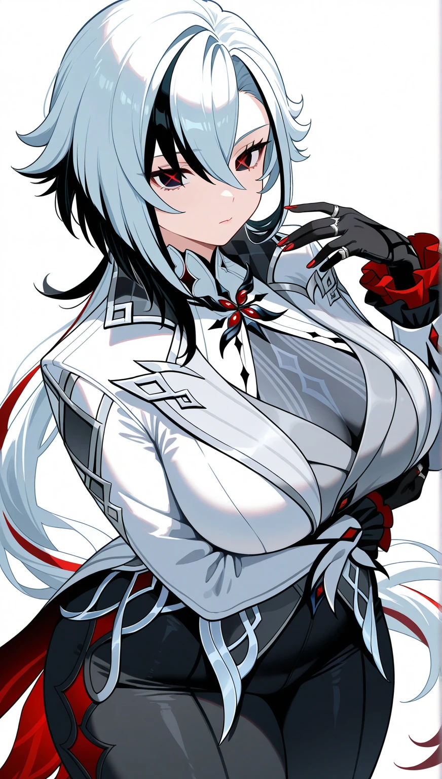 Highest quality, masterpiece, Ultra-high resolution, female、Big Breasts、Calm、美少female、Darkness attribute、Wolf Beastman、Maid、Maid服、valley、tail、White hair、Obediently Obey