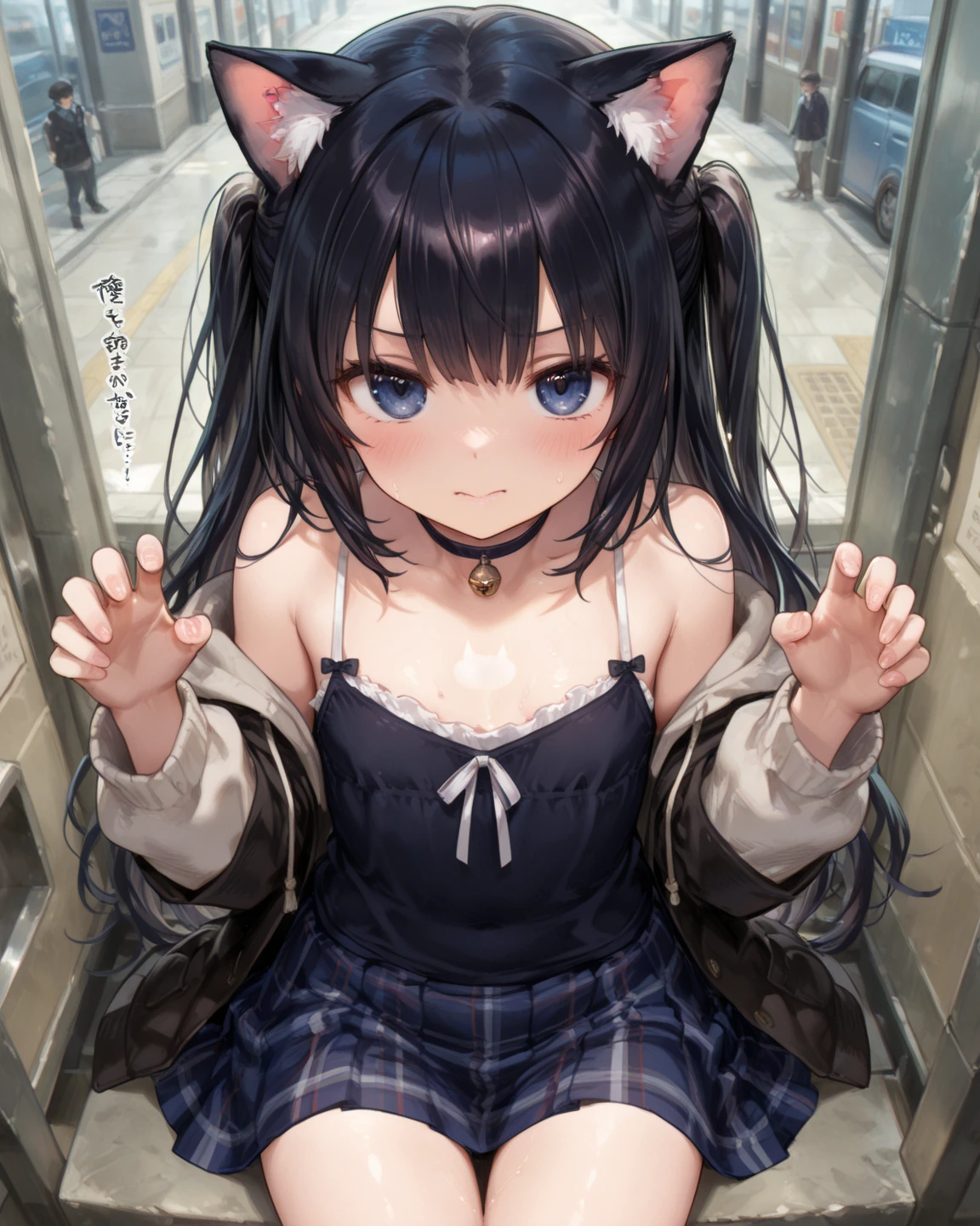 in the midst of pee in public, nsfw, big breats, not wearing any,