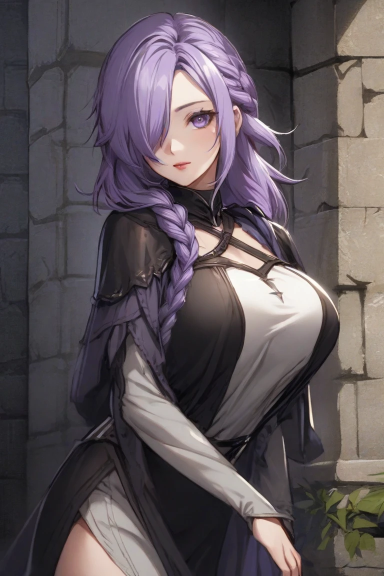 ((1 woman in medieval armor)),((huge breasts, with a saying on her pussy)),((in a forest)),((slutty look, ashamed face)),((with lots of bubian hair) ),((purple hair with shags, with one eye closed, one black eye)),((facing the viewer, with legs open and pissing all over)), with a sword on the back)),