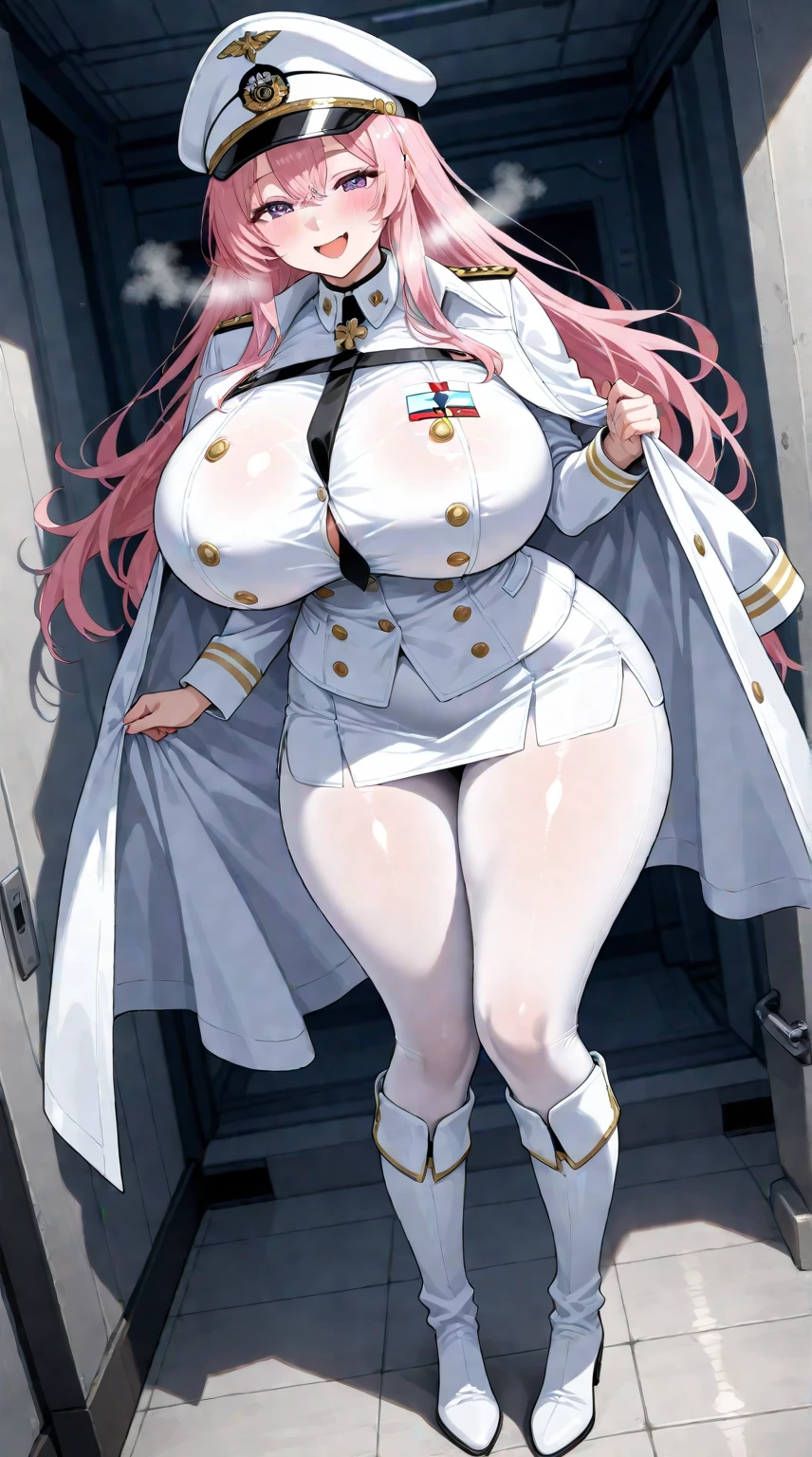 High detailed, 1 girl, light yellow long hair, busty, firm plump body, genetics uniform , Juliet sleeves, pencil red skirt, deep cleavage, Juliet sleeves 