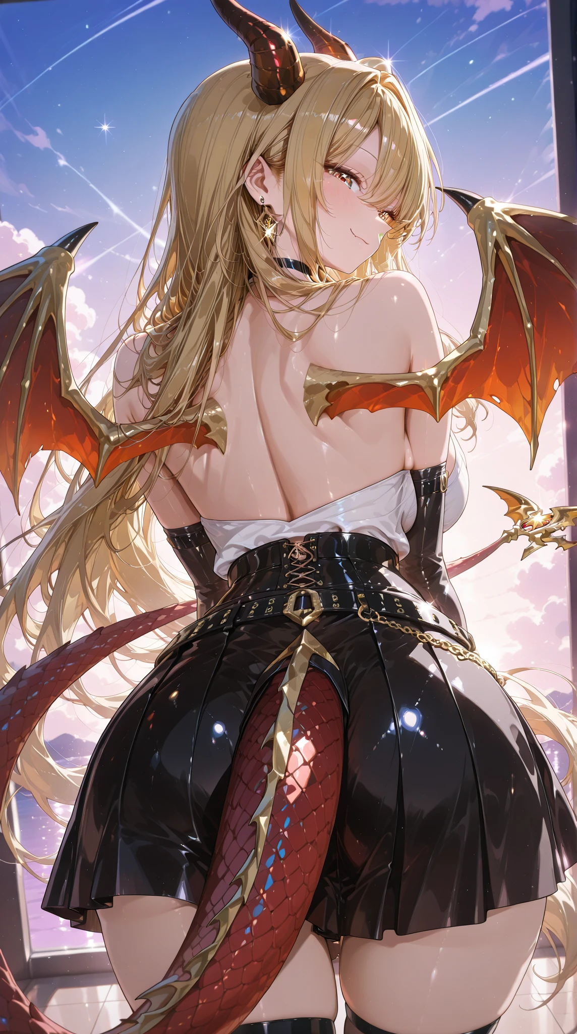 (Best Quality), girl,Detailed background of the Orient, Oriental cityscape, Steampunk, shrine maiden、1girl in、nightcity、Sateen、Kimono without sleeves、A dark-haired、Holding a weapon with blood on it、Looking at the camera、Cherry blossoms are dancing,Unusually resistant、red blush、Looks distressed、Pleasant face、shrine maiden、valkyrie、Angel wings、a navel、sideboob barbosa、with an intricate、Particles of light、thighs thighs thighs thighs、shinny skin、Perfect litthing、1girl in、looking at the viewers、Winged headgear、pelvis curtain、A smile、(masterpiece)、(top-quality)、Very gigantic-breasts、maternal、Porcelain Skin、Very long hair、hair wavy、Royal sister,femele,A queen,putting on a crown,There are a lot of golden lightning around,sitting in a throne,Bangs cover the eyes,Black Suspender Socks,Black Lace Top,,High jump,Grab Erlang's leg,,Black Silk Top,married woman,mothers,domineering,smil,The corners of the mouth are raised,Red and gold eyes,Black silk erotic underwear,Black top,Black Silk Gloves,I have a gorse tattoo on my chest and thigh,There are many golden dragon scales on the arms,There are many golden dragon scales on the neck,Bright eye,dragon eyes,Snake's Eye,Upright pupils,There are golden stripes on the clothes,There is a golden pattern on the clothes,The socks have a golden pattern,tall figure,Expose the outside of the chest,Twisted blade hanging over the shoulder,Larger breasts ,With elongated dragon horns,Giant Golden Dragon Wings,Giant Golden Dragon Wings,Huge golden dragon wings as big as a body,The body is covered with huge golden dragon wings,golden pupils,Just a pair of wings,large wings,The biggest dragon wings,The biggest dragon wings,There are golden scales on the neck,Fingers are golden dragon claws,The elongated tail of the golden dragon、1girl in、nightcity、Sateen、Kimono without sleeves、A dark-haired、Holding a weapon with blood on it、Looking at the camera、Cherry blossoms are dancing,Strong best quality, (Extremely detailed: 1.5), masutepiece, 超A high resoluti