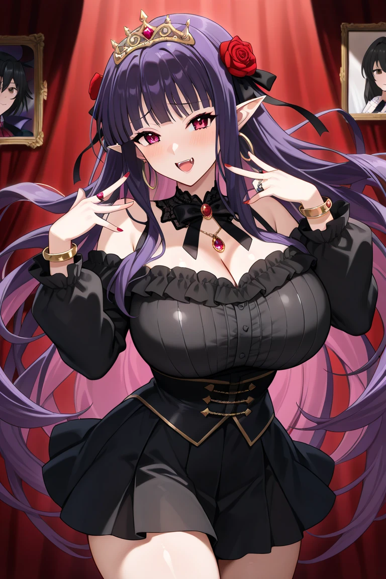 (Ahegao) Anime girl with black hair and blue eyes in a room......, Anime visual de una mujer joven, shalltear from overlord, Hanayamata, Anime visual de una chica linda, seductora chica de anime, Anime Moe Artstyle, 8k!!, 8k!, Retrato de anime de Shiina Ringo, official anime still, Escena de noire moody, Hana Yata (Ahegao)