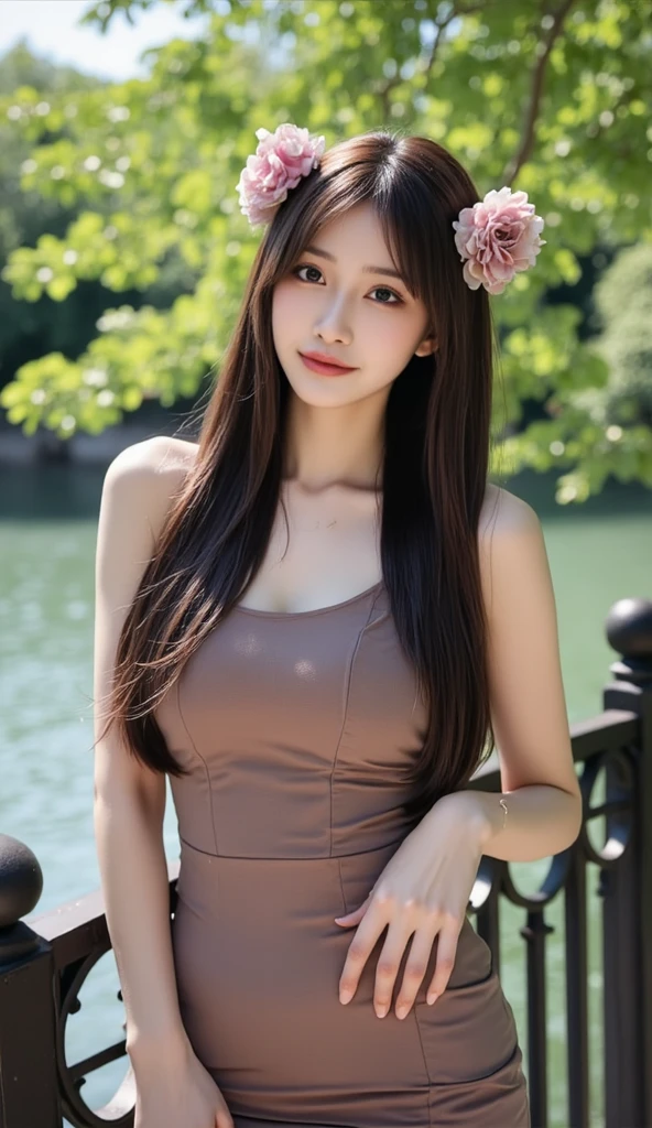 (1young girl), cute face, kawaii, Brown hair, instagram beautiful girl photos, great smiles, (Best Quality:1.3), (Ultra-detailed), (extremely detailed CG unified 8k wallpaper), Highly detailed, High-definition raw color photos, Professional Photography, cherry blossom, colorful pictures, colorful photos, depth of fields,
