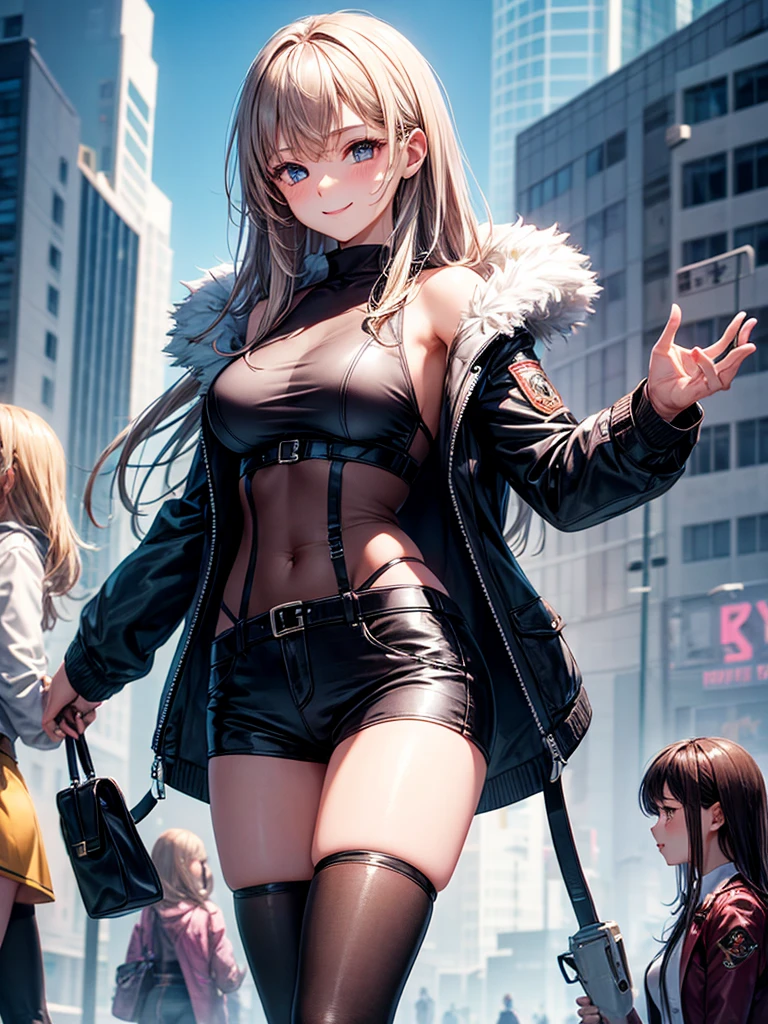 ubel,((ubel of Frieren: Beyond Journey's End )),dark green hair,long hair,side ponytail,hair between eyes,bangs, (miritary beret, black jacket, open clothes, cleavage, midriff, black shorts, black thighhighs, thigh strap, fingerless gloves, single glove:1.2) , (dynamic angle:1.3, front view:1.1, breast focus:1.3, from below:1.2), (dynamic posing:1.5, sexy posing:1.2, leaning forward), (seductive smiling:1.3),(*K) HD, highest quality, WorKs of masters, High resolution, spread legs, panties shot,1 girl, small nose,(with sparkling eyes and a contagious smile), very beautiful detailed face and eyes, bright colors, cute face, delicate beautiful face, Bright magenta eyes, cute eyes, sparkling eyes, Big eyes, (big breasts:1.3), (perky chest:1.1), (pointed chest:1.0), medium hips, glamorous body, white skin, smile, thin pubric hair, shiny hair, super beautiful face, Super beautiful eyes, Super beautiful hair,trendy outfit,sexy and attractive,explosion of colors,big hairpin,full body esbian,illegal occupation, Real World, Natural light,perfect Natural light,looking at viewer,