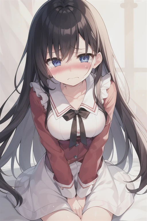 masutepiece, Best Quality,Illustration, Wallpaper, Ultra Detail, Little Face Lori、(((molesting)))、((fear:1.5)))、(Teary-eyed:1.5)、(((Cute white underwear)))、(blazers、Kilted skirt)、ample breasts、((Morester))、((Girl getting her bra removed by a man))、Cherry-colored nipples