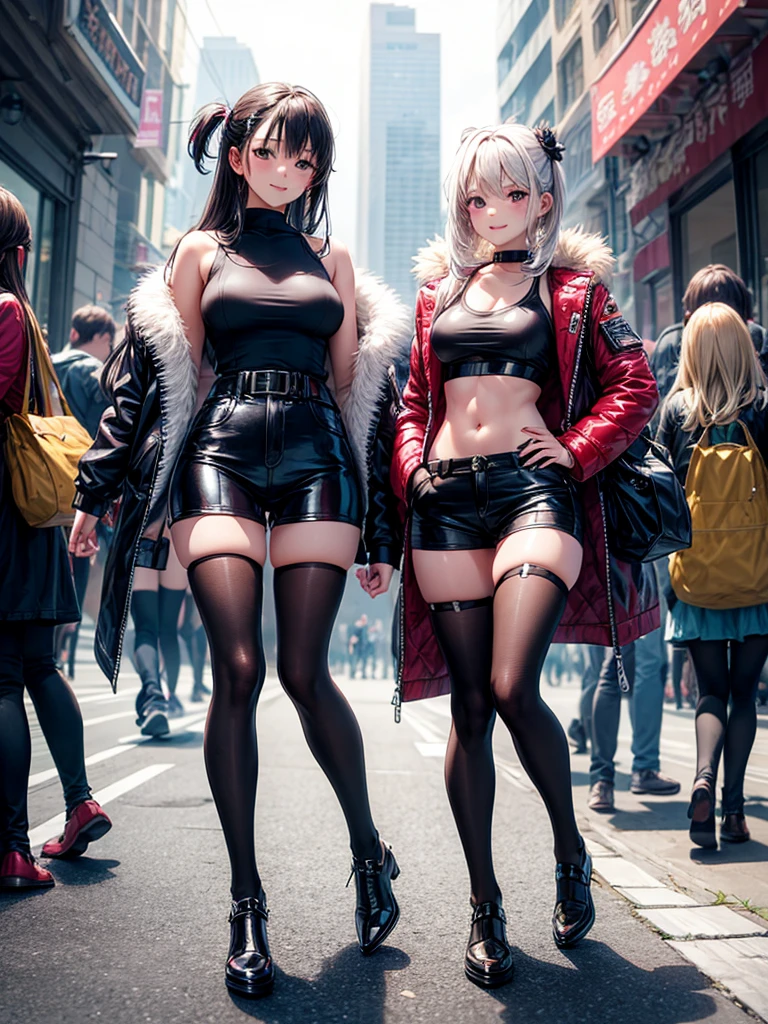 middle School girls，smile，Beautiful girlultiple girls，ＳＦfashion，Cyberpunk Girl，Angelic beautiful girl，fur jacket，leather jacket，I&#39;m horny，Best Quality，perfectionな女の子，Super cute girl，Long Hair、She has her bangs down，最新fashion，未来のfashion，Ultra HD，Young girl，sex，Sparkling eyes，Naughty Girls，Blowjob，Full body image，Absurd，Beautiful girls，Beyond Beautiful Girl，perfection，The room，