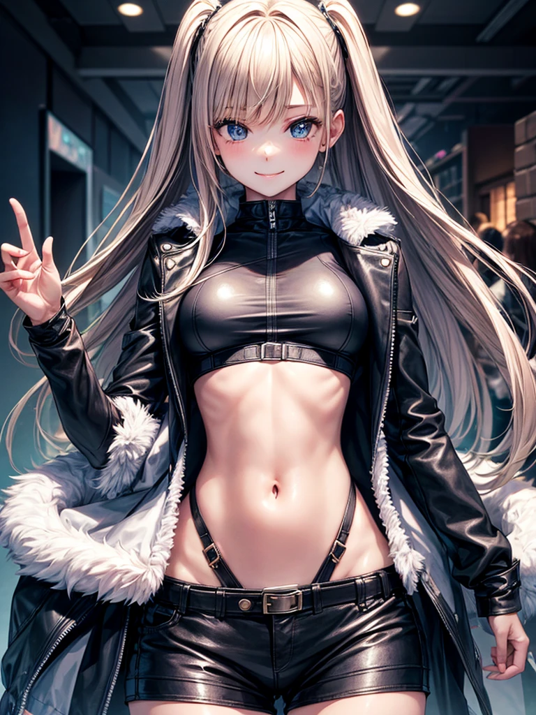God Eater Arisa Platinum Blonde long hair Belly button exposed red and black checked hat Beauty