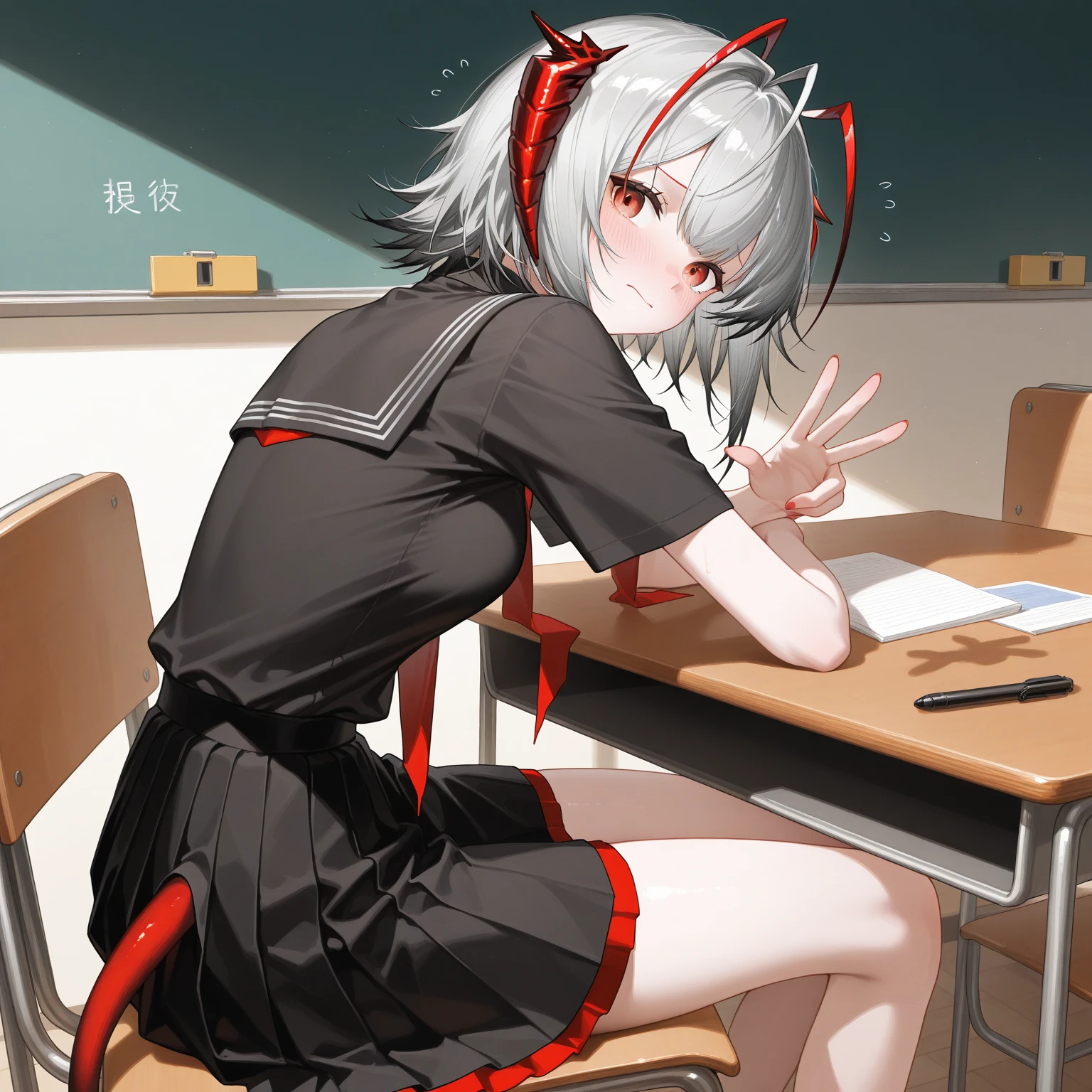 best quality,highly detailed,masterpiece,ultra-detailed,solo,(1girl),(Delicate eyes),(white background:1.3),japanese_crested_ibis_\(kemono_friends\),long hair,yellow eyes,wariza,