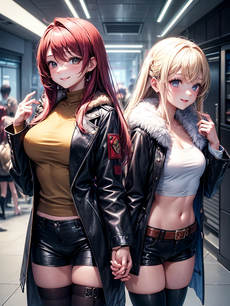 Anime women looking back in tight clothing