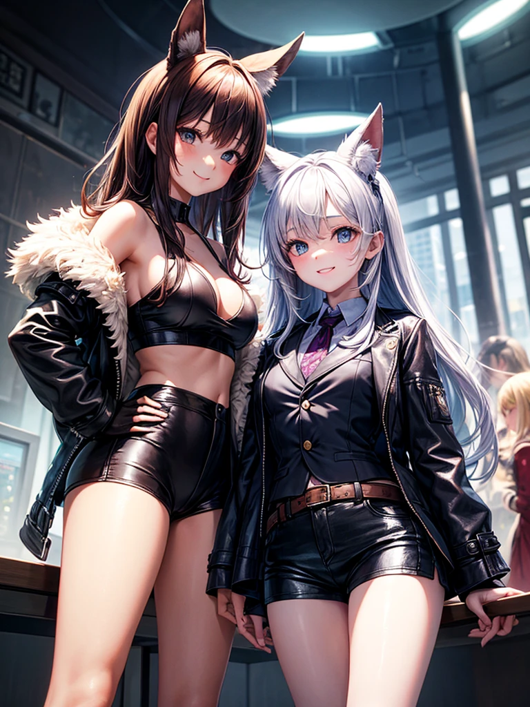 harems、Multiple girls are depicted、Colossal tits、top-quality、masterpiece、超A high resolution、beautiful a girl、smil、Excellent style、校服、blazers、cyberpunked、