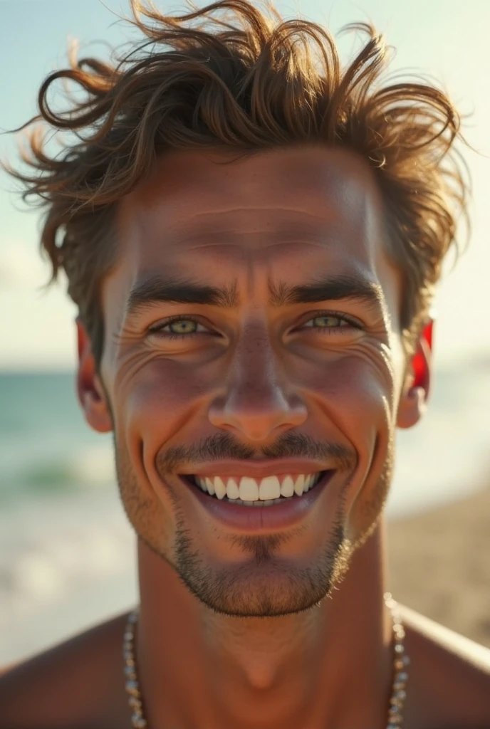 cute guy in his thirties facepic in the beach