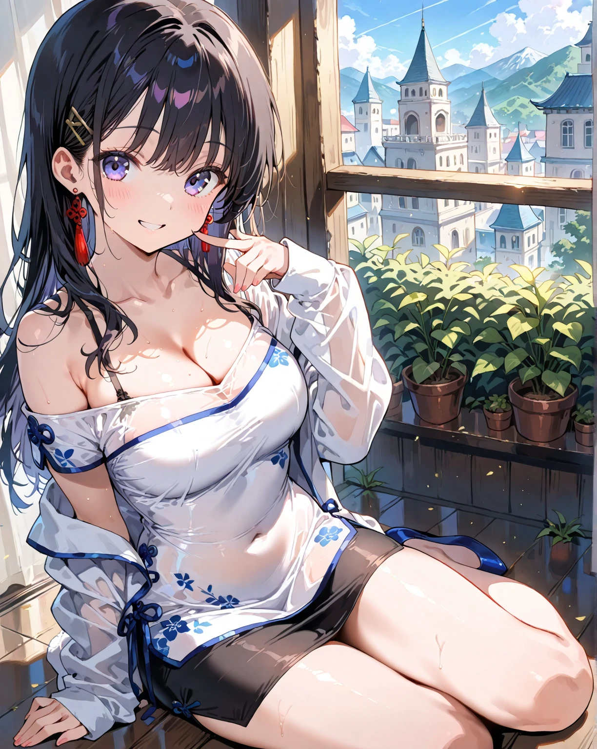 Hot spring resorts in Japan,(Hot water smoke to prevent visibility,Steaming steam,water vapour:1.3),(Rock bath open-air bath:1.3),(Take a deep shoulder soak in the open-air bath:1,3),Blushing cheeks、shyly smile、(beautiful a girl)、(short hair of red-brown color、hair pin、poneyTail、Floating hair、)Colossal tits、Blush with embarrassment、Enraptured eyes、A smile that beguiles the viewer、Look into the photographer、skin glistening with sweat、gazing at viewer、Upper body naked、,48 years old Shirtless、a necklace、piercings、pointed red mouth,Perfect round face,,Proper body proportion,Intricate details,Very delicate and beautiful hair,photos realistic,Dreamy,Professional Lighting,realistic shadow,Solo Focus,Beautiful hands,Beautiful fingers,Detailed finger features,detailed clothes features,Detailed hair features,detailed facial features,(masutepiece,top-quality,Ultra-high resolution output image,) ,(The 8k quality,),(Image Mode Ultra HD,)