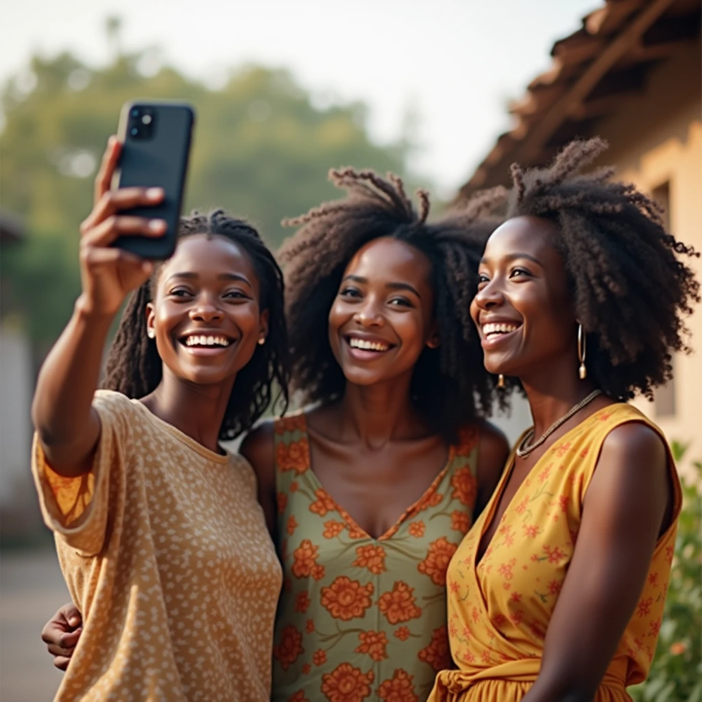 Beautiful black women taking selfie wearing Souljah closing 