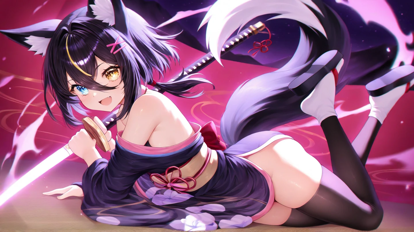 no background、girl、（（10 years old））、（（limb cyborg））、（kemonomimi（Raccoons））、（short tail（Raccoons））、kimono（No damage）