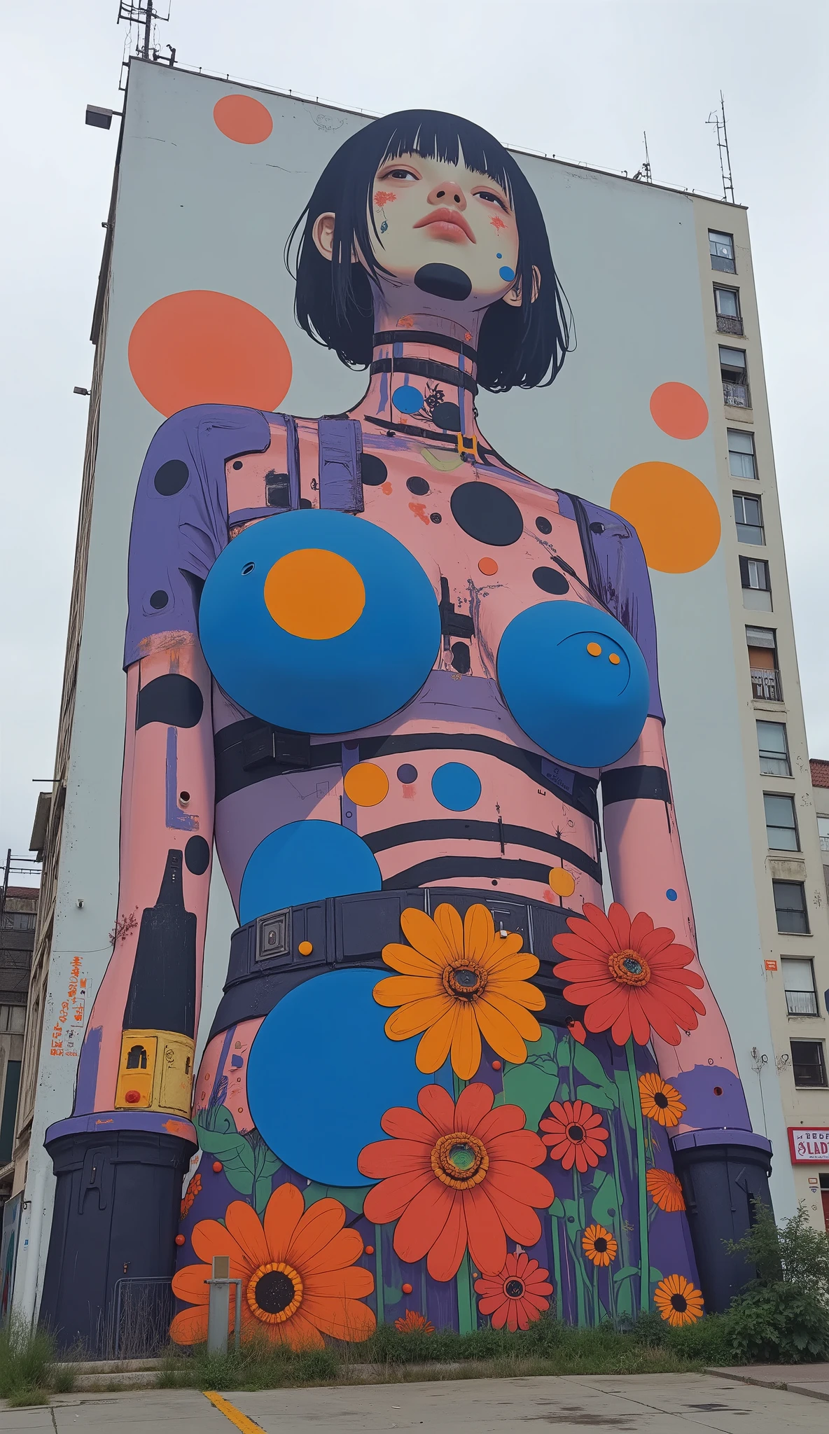 Create a Lego image of a giant woman