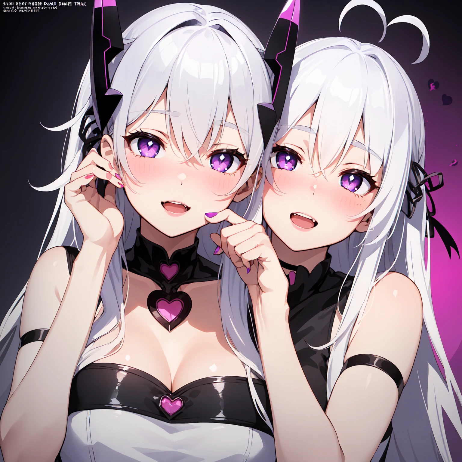 (muste piece), (best quality), (score_9, score_8_up, score_7_up), very detailed eyes, expressive eyes, perfect face, very detailed face, highly detailed face, beautiful girl, 8K, beautiful girl, (white background:1.3), delicate and beautiful face and eyes, dark intense shadow, 2 girls, vtuber style, cool girl, hololive, vtuber, (Tokoyami Towa, purple hair, green eyes, long hair), (amane kanata, multicolored hair, grey hair, short hair, purple eyes), messy hair, see-through:dress pajamas, bra, underpants, cameltoe, small breast, soft breast, cleavage, clavicle, half-closed eyes, sleeping, breathing, (full body), sleeping face, lying on bed, arm on forehead,
