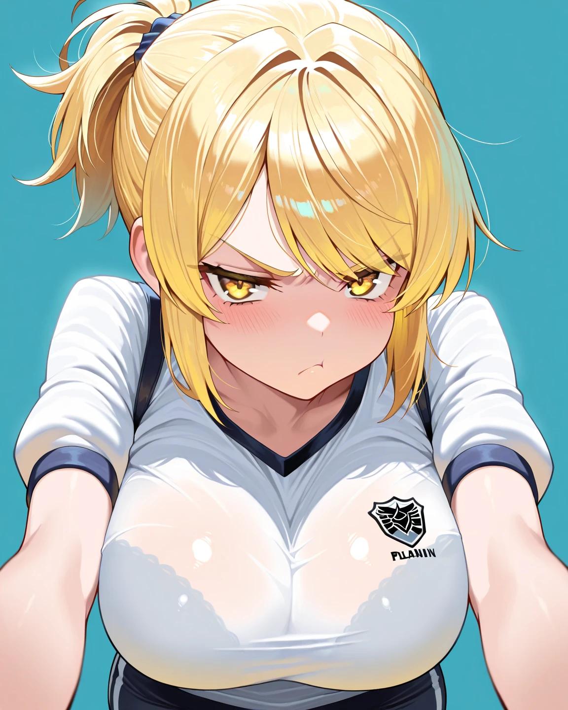 masterpiece, mountainous horizon Upper body, ((big breasts)), (((((nude))))), nsfw, , 1 boy,blonde yellow eye, ((((((hair over one eye,)))))), Braidスタイル, spike hair, dull bangs, bob hair, Braid, Ahoge, cute eyes looking at the viewer ((from front)), open mouth, scared, orgasm, ((abs)) ahegao, ((looking up:1.3))), (face close up:1.3 orgasm, scared, (((no pupils))), simple eyes, restrained, Are standing, (fang), ((simple eyes)), (((((punching))))),((((cum on body)))),